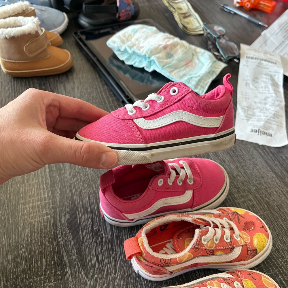 Vans Pink and Orange Sneakers Vibrant Canvas Low-Top - Picture 4 of 10